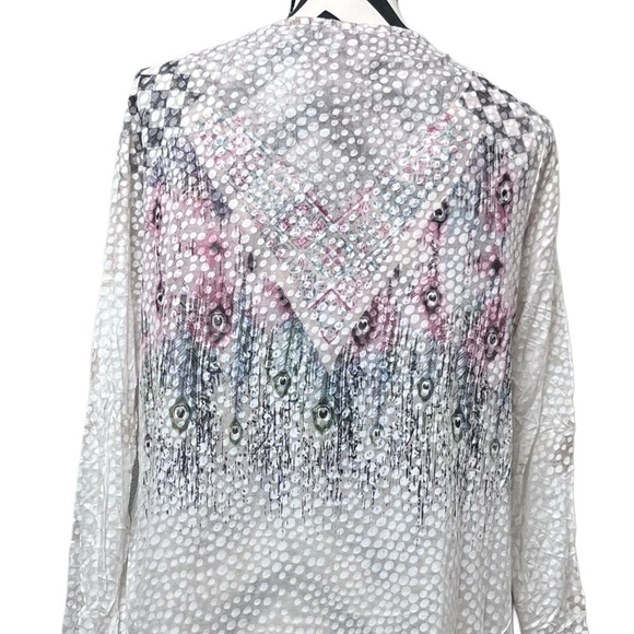 Kamana Boho Artsy Sheer Y2K Layered Sz L Tunic Top - Picture 6 of 11